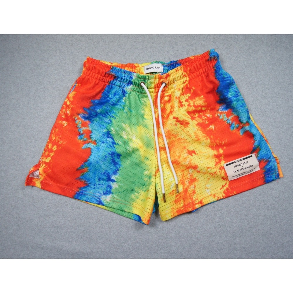 Ryoko Rain Shorts Mens Medium Tie Dye Mesh Drawstring Athletic Streetwear